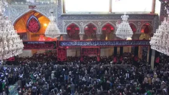 جمعیت حاضر در حرم امام حسین علیه السلام از نمای بالا