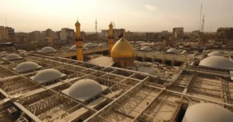 گنبد و گلدسته حرم امام حسین (علیه السلام) از نمایی نزدیک